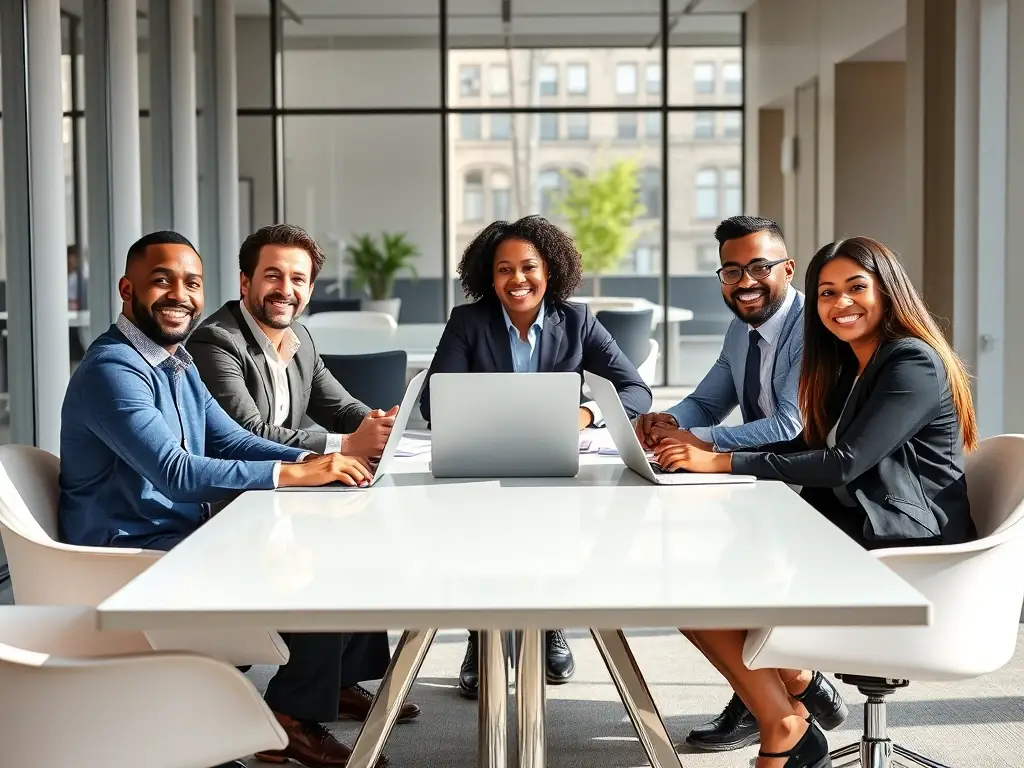 A professional photograph showcasing a diverse group of individuals collaborating in a modern office setting, symbolizing the partnership opportunities with s15电竞. The image should convey teamwork, innovation, and a shared vision for success in the electronic gaming industry.